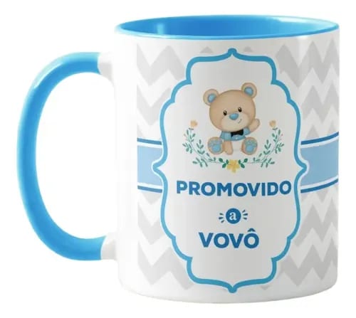 Caneca Presente Anúncio Gravidez Promovido a Vovô com Nome - Anúncio de Gravidez (Avô)