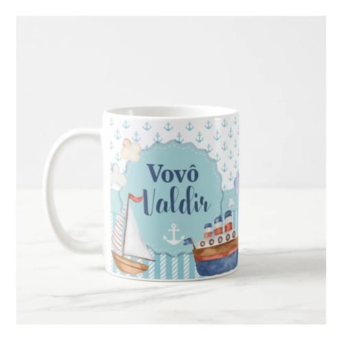 Caneca Barco Presente Criativo com Nome Avô de Dia dos Pais - Família (Avô)