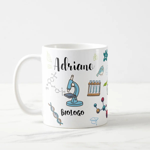 Caneca Presente Criativo Biologia com Nome Biólogo - Profissões (Biólogo(a))