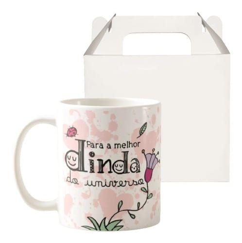 Caneca Presente Especial Aniversário Batismo Dinda Madrinha - Batizado (Madrinha)