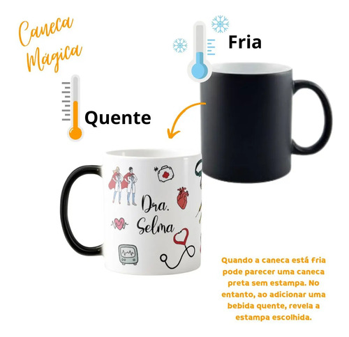 Caneca Mágica Criativa Profissão Medicina Clínica com Nome