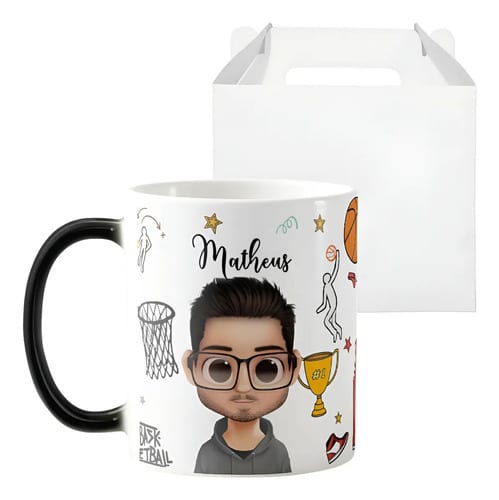 Caneca Mágica Divertida Presente para Treinador de Basquete - Profissões (Técnico de Basquete)