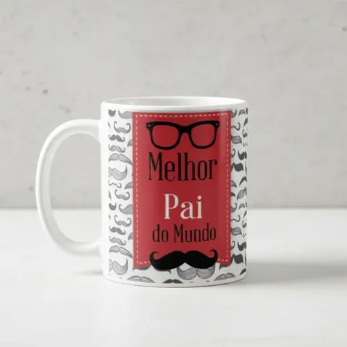 Caneca Pais Café com Amor e Alegria, Presente Perfeito - Família (Pai)