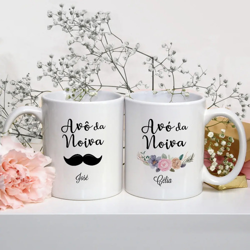 Kit Presente 2 Canecas Personalizadas Avó e Avô da Noiva - Casamento (Avó/Avô)