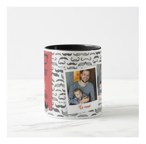 Caneca para Pai Café com Amor e Alegria, Presente com Foto