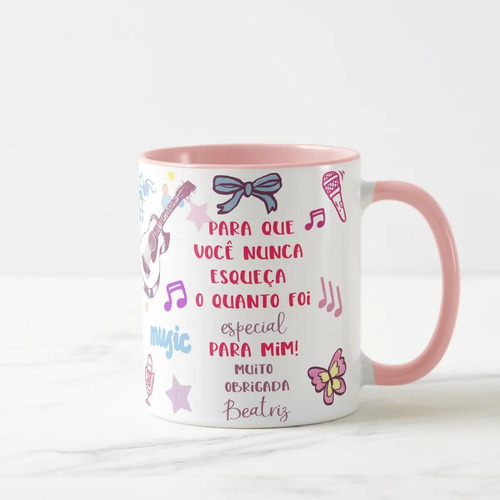 Caneca Personalizada Professora de Música com Agradecimento