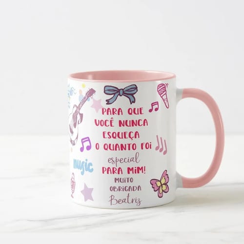 Caneca Personalizada Professora de Música com Agradecimento