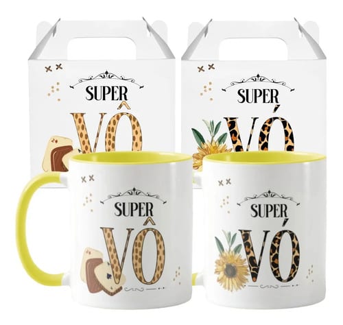 Kit 2 Canecas Presente Especial para Super Vovó e Vovô - Família (Avó e Avô)