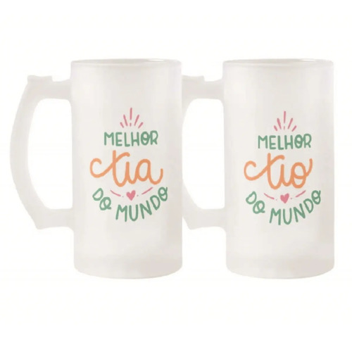 Kit 2 Copos de Cerveja Chopp para Presentear Tio e Tia - Família (Tio(a))