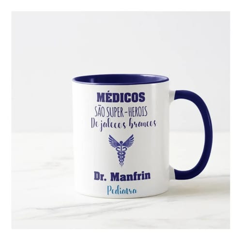 Caneca Medicina Presente Criativo Médico Super Herói Nome - Profissões (Médico(a))