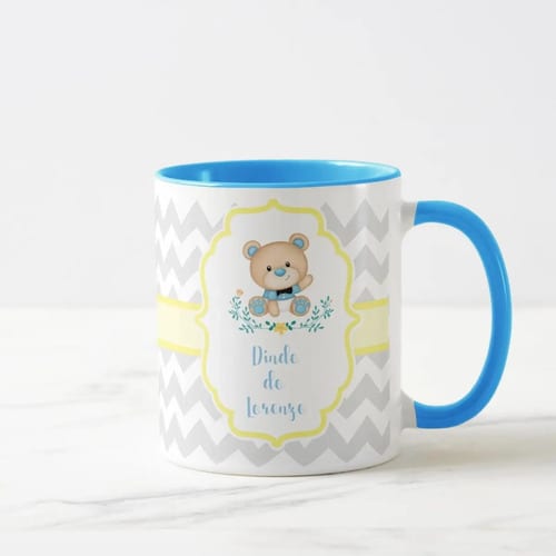 Caneca Personalizada Convite Padrinho Batizado Ursinho