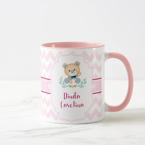 Caneca Personalizada Madrinha De Batismo Convite Ursinho