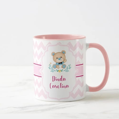 Caneca Personalizada Madrinha De Batismo Convite Ursinho