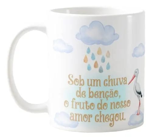 Caneca Presente Gravidez Personalizado Chuva De Benção - Anúncio de Gravidez (Bebê)
