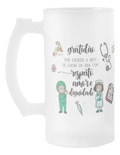Copo de Cerveja Presente Personalizado Medicina Psiquiatra - Profissões (Médico(a))