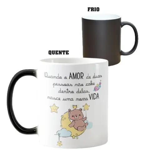 Caneca Mágica Presente Criativo para Revelar Gravidez - Anúncio de Gravidez (Família/Geral)