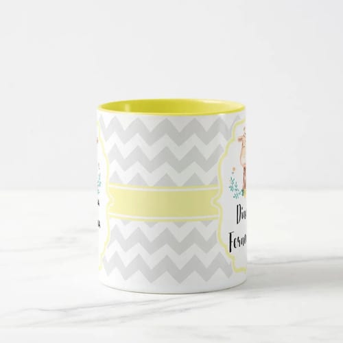 Caneca Presente Padrinhos Batizado Batismo Convite Girafa