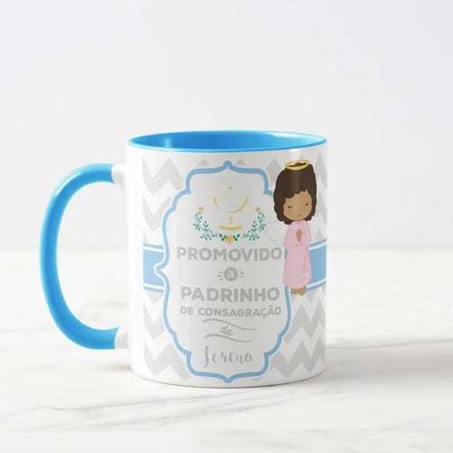Caneca Lembrança Padrinho Consagração Batizado Anjo Menina - Batizado (Padrinho)