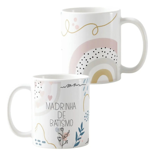 Kit 2 Canecas Personalizadas Convite Padrinhos de Batismo