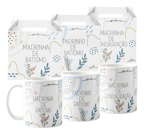 Kit 2 Canecas Personalizadas Convite Padrinhos de Batismo