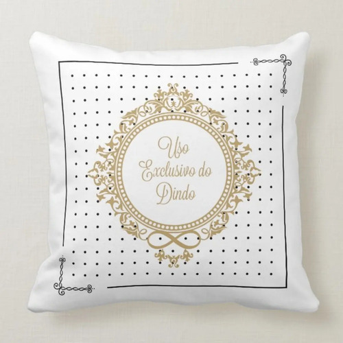 Almofada Decorativa com Brasão Uso Exclusivo do Dindo Preta