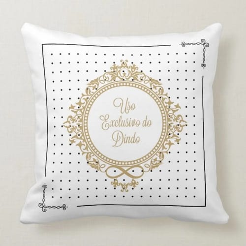 Almofada Decorativa com Brasão Uso Exclusivo do Dindo Preta