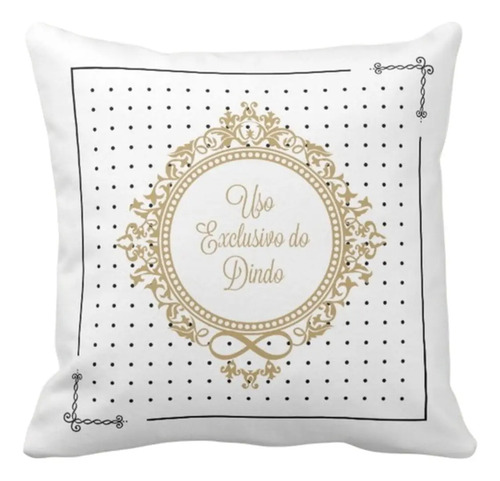 Almofada Decorativa com Brasão Uso Exclusivo do Dindo Preta - Batizado (Batizando(a))