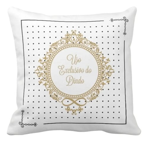 Almofada Decorativa com Brasão Uso Exclusivo do Dindo Preta - Batizado (Batizando(a))