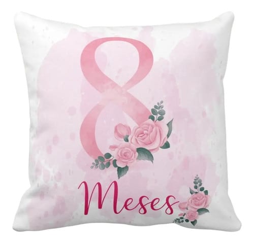 Almofada Decorativa para o Mesversário de 8 Meses Floral Mês - Família (Mesversário de 8 Meses Floral )