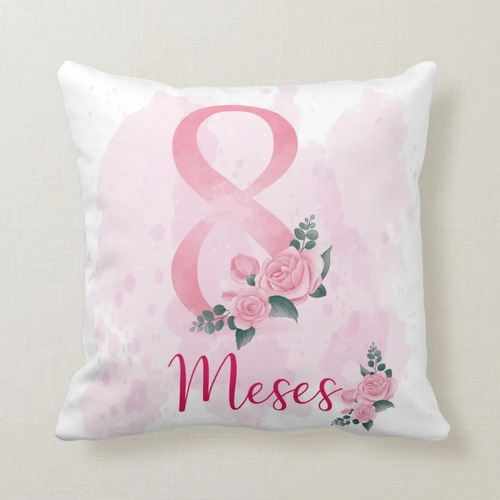 Almofada Decorativa para o Mesversário de 8 Meses Floral Mês