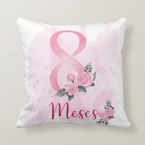 Almofada Decorativa para o Mesversário de 8 Meses Floral Mês