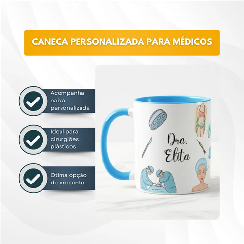 Caneca Presente Personalizado com Nome Cirurgião Plástico