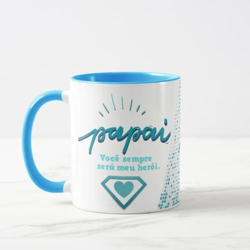 Caneca Presente Para Dias Dos Pais Com Frase Papai Meu Herói