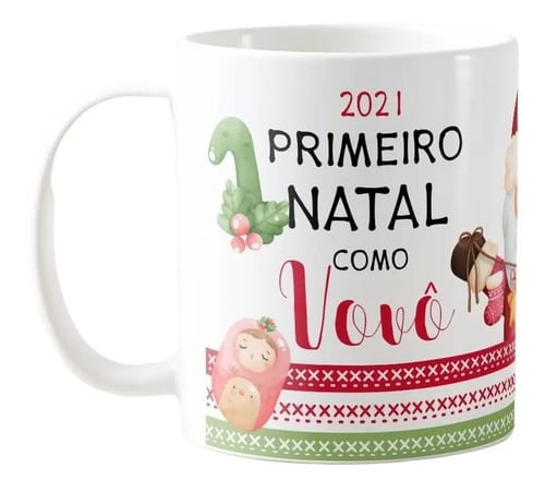 Caneca Presente Para Família Primeiro Natal para Avô Vovô - Família (Avó e Avô)