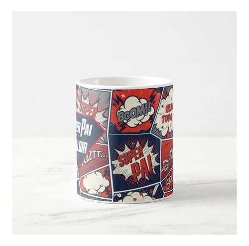 Caneca Personalizada para Presente Um Super Papai Quadrinhos