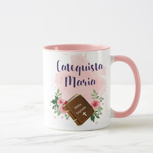 Caneca Personalizada e Delicada para Catequesistas Católica