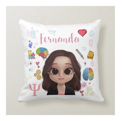 Almofada Decoração Personalizada Psicologia com Avatar - Profissões (Psicólogo(a))