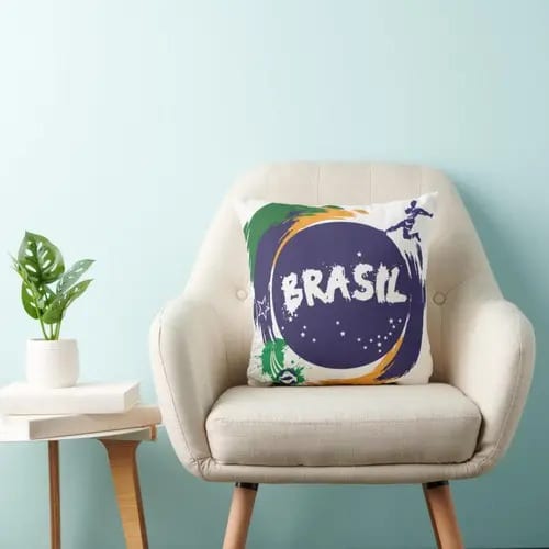 Almofada Personalizada Bandeira do Brasil País do Futebol