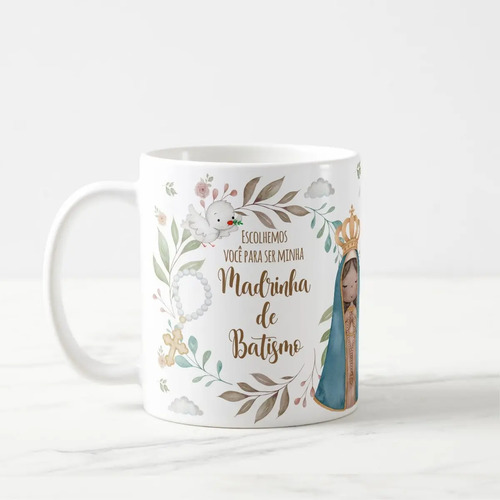 Caneca Padrinhos de Batismo | Presente para Consagração | Pronta Entrega | Caixinha Personalizada