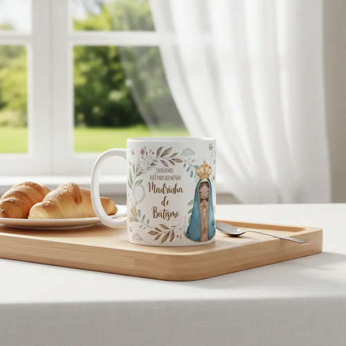 Caneca Padrinhos de Batismo | Presente para Consagração | Pronta Entrega | Caixinha Personalizada - Batizado (Madrinha)