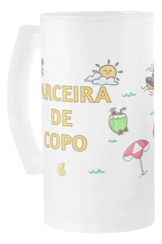 Copo de Cerveja Presente Criativo Amiga Parceira Praia e Mar