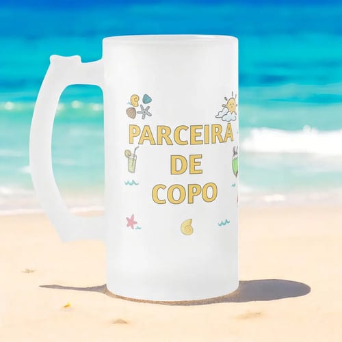 Copo de Cerveja Presente Criativo Amiga Parceira Praia e Mar