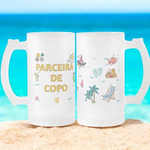 Copo de Cerveja Presente Criativo Amiga Parceira Praia e Mar