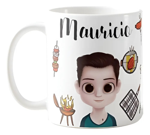 Caneca Masculina Presente Criativo Homem Churrasqueiro - Hobbies (Homem Churrasqueiro avatar e nome)