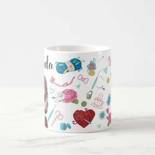 Caneca Artesã Crochê Presente Criativo Mulher Empreededora