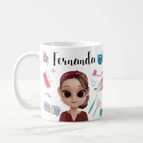Caneca Artesã Crochê Presente Criativo Mulher Empreededora