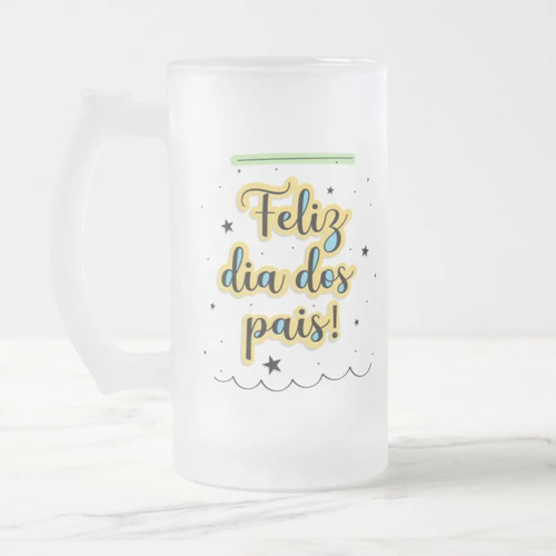 Copo de Vidro Cerveja Feliz Dia dos Pais Presente Pai Papai