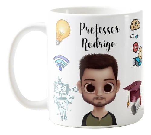Caneca Personalizada Professor de Robótica com Avatar - Dia dos Professores (Robótica)