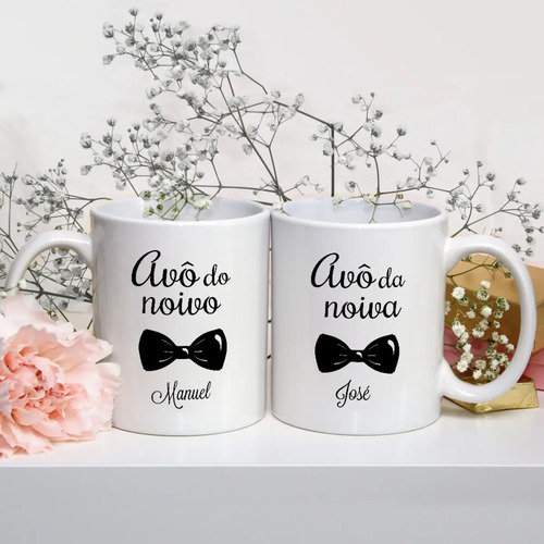 Kit Presente 2 Canecas Casamento Personalizadas Avós - Casamento (Noiva)