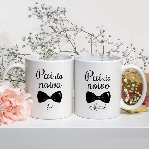 Kit Presente 2 Canecas Personalizadas Pais Casamento - Casamento (Noiva)